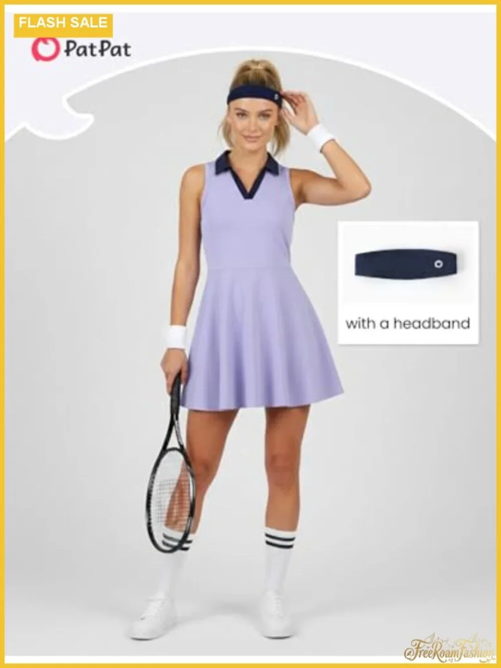 Girls Tennis Dress Set with Shorts & Headband Quick-Dry UPF